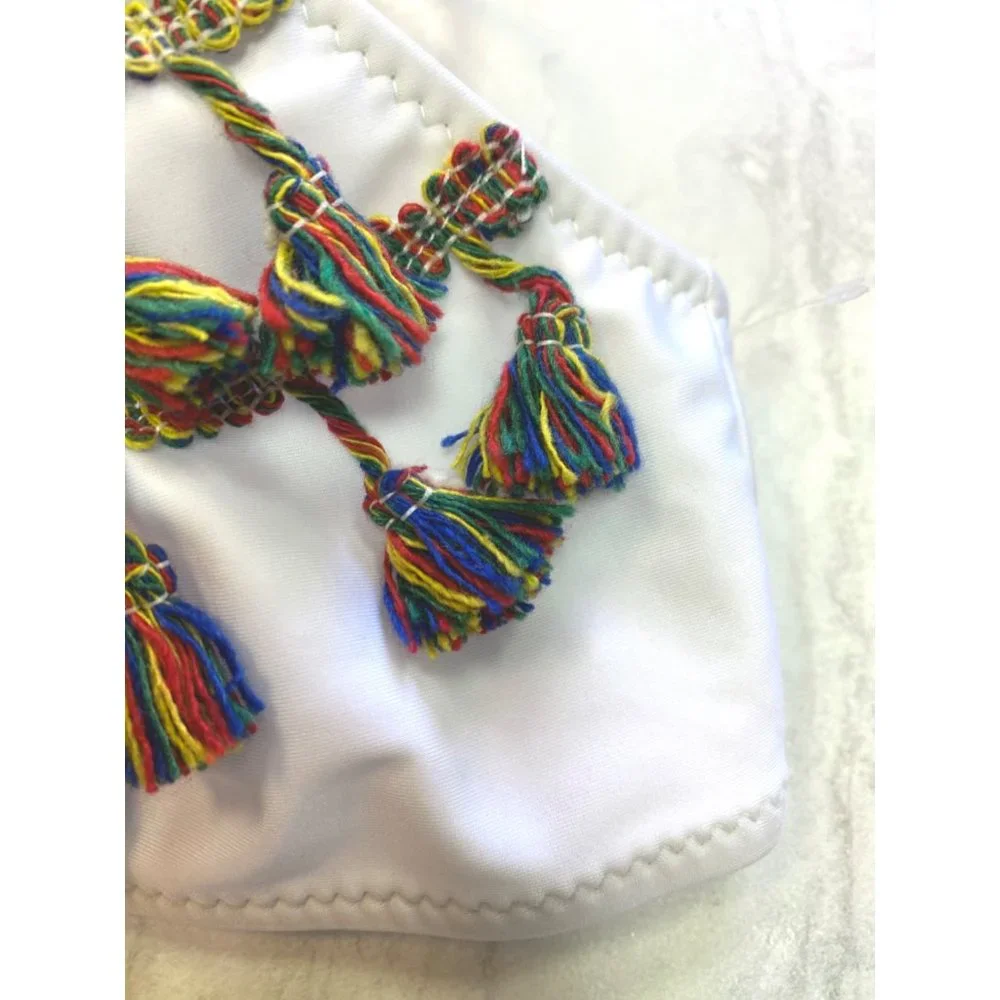 STELLA COVE Girls' Tassel Draped Bikini Top NEW